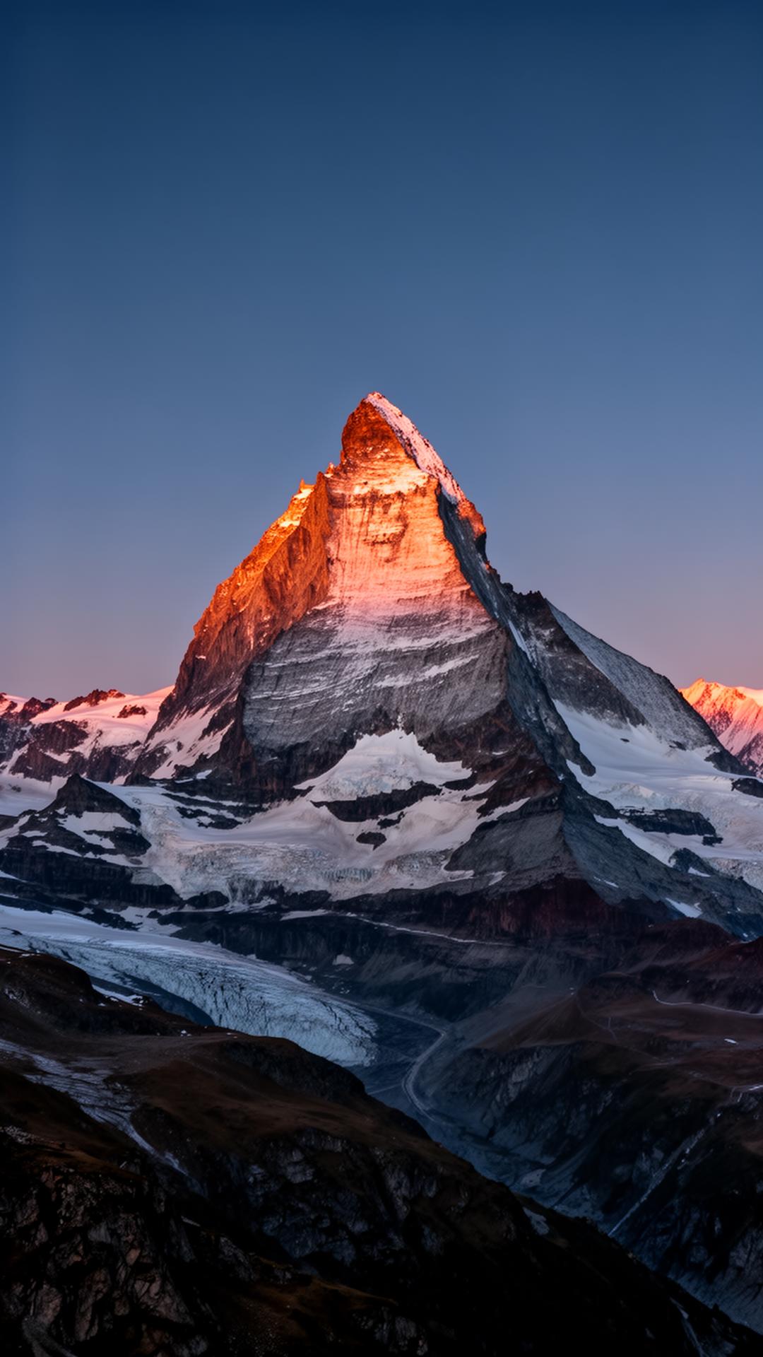 Pyramide du Cervin au-dessus de Zermatt à l'aube