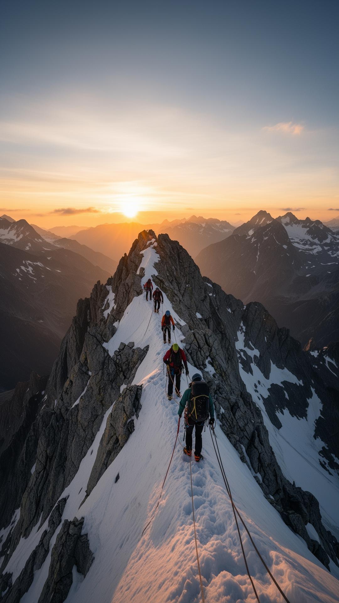 Cordée en haute montagne suisse