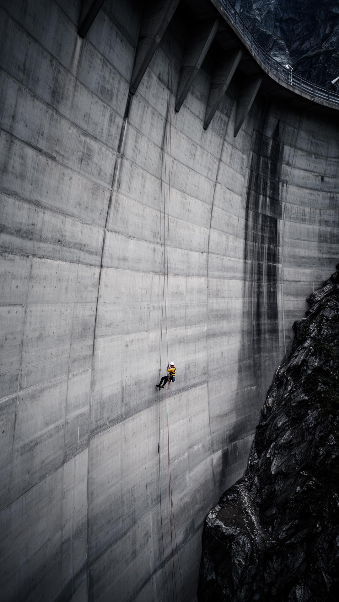 Rappel monumental sous le pont de Niouc dans le Val d'Anniviers
